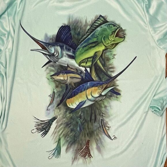 Spicy Tuna Nassau Bahamas Turquoise Fishing Coastal Outfitters Surf Tee XL - Picture 2 of 6